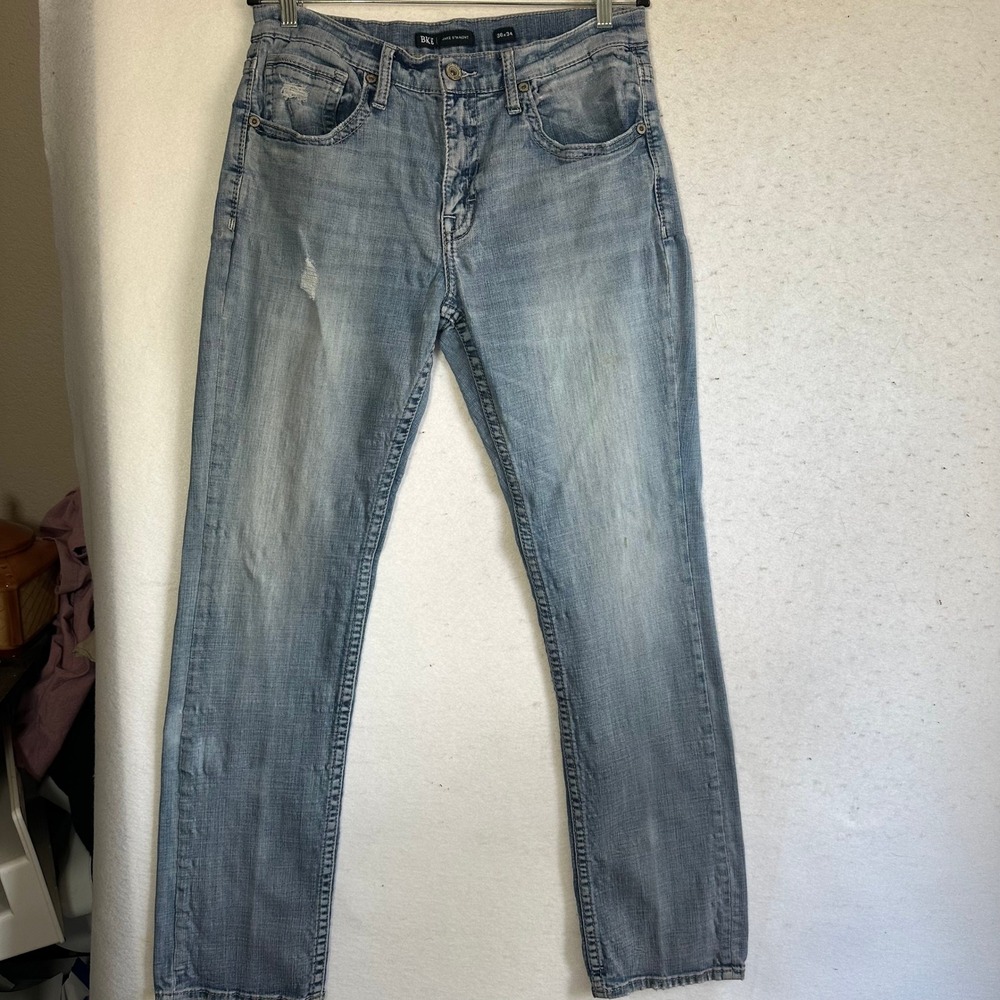 BKE Jake Straight Leg Blue Jeans Mens 36x34  Distressed Denim